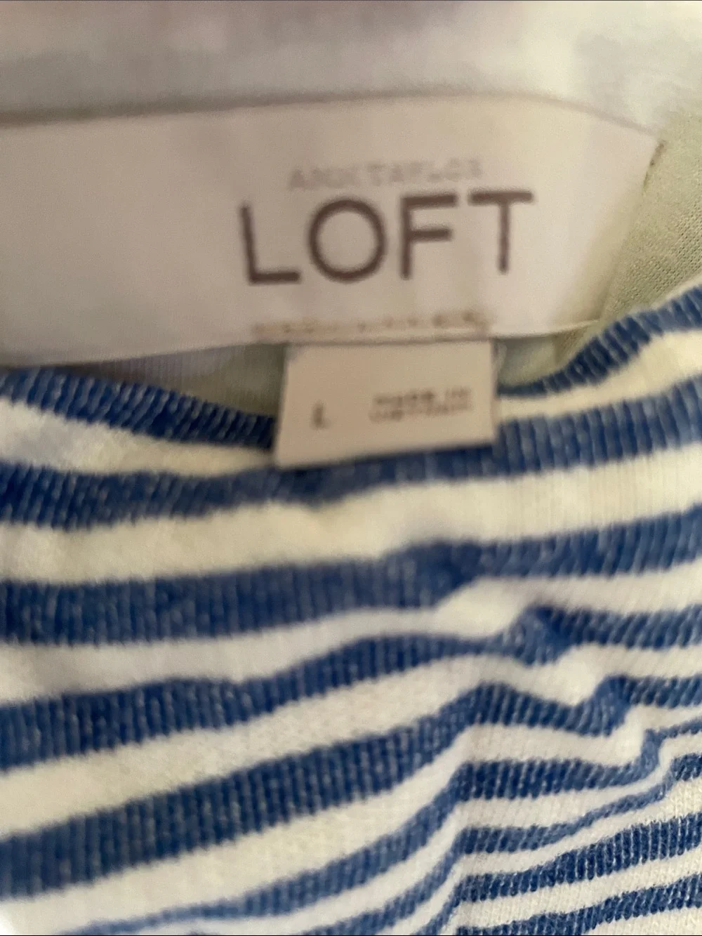 LOFT 100% Cotton Knit Blue and White Striped Dress - Picture 2 of 4